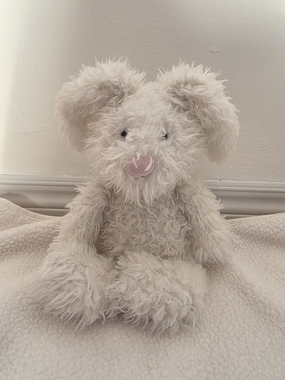 Rare Retired Jellycat Angora Bunny Plush Cream White Shaggy Rabbit
